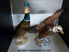 Two large Beswick figures bald eagle (No 1081) and a mallard (902)