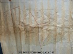 A linen map of Sutgrove, Lypiatt Farm etc near Miserden, Stroud Gloucestershire,