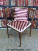 An Edwardian inlaid corner chair