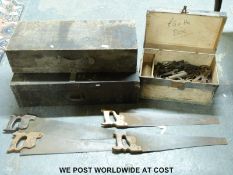 A quantity of wood and metalworking tools and tool boxes