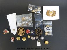 A collection of military buttons for the UK and Canada