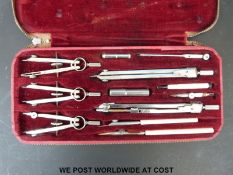 A cased drawing set.