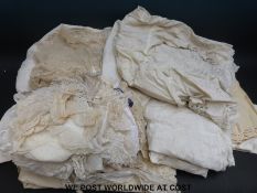 A quantity of textiles including lace