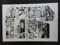 Bucks Fizz 1980s black & white original art page by artist Kim Raymond