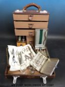 A doctor's four-drawer leather portable chest,