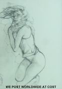 Geoffrey sketch of a semi-clad woman, from the estate of Laurie Lee (29cm x 41cm).