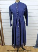 An unusual purple silk maternity coat with wool trim,