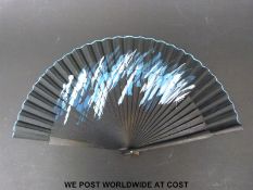 Three hand fans including an Oriental style example with dragonflies,