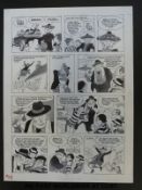 Supergran original black & white pen artwork with grey wash by Bill Titcombe