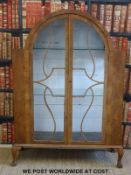 An Art Deco burr walnut style display cabinet (H150 x W102 x D34cm)