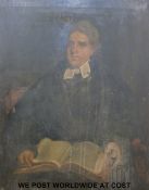 A large18th /19thC oil on canvas of a clergyman with bible