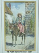 Michael Crawley watercolour 'Woman on a Donkey',