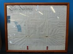 A 1862 framed indenture regarding Sutgrove Estate, Misderden, Stroud,