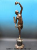 Two bronze figures Mercury on a Zephyr Wind and Flora, the bronze of Flora impressed L.V.D.