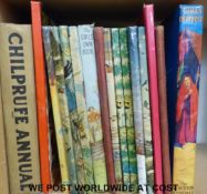 A collection of children's books including Rupert annuals,