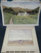Approximately 18 lanscape watercolours including stately home in the Gothic style,