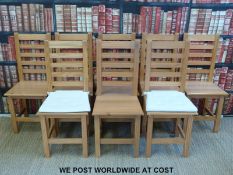 Eight pine kitchen chairs