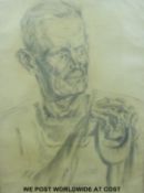 Eduard Hopf (1901-1973) pencil drawing worker with spade,