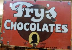 A Fry's chocolates enamel sign (51cm x 75cm)