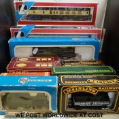 Seventeen Hornby Dublo, Mainline, Airfix, Lima and other 00 gauge locomotives, carriages and wagons,
