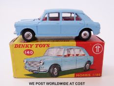 Dinky Toys diecast model Morris 1100, 140, with light blue body, red interior and spun hubs,