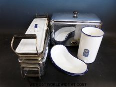 A quantity of various autoclave equipment mid-20thC onwards, includes steel and enamelled examples,