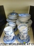A collection of blue and white dinner and tea ware to include Spode Blue Italian pattern