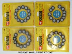 Four sets of Corgi Toys diecast model Interchangable Take-off wheels, 1351, 1352, 1353, 1354,