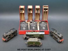Three Trix 00 gauge locomotives together with five accessories, four Yard Lamps, 761,