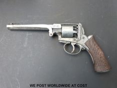 A replica Adams patent five-shot revolver with engraved decoration and 6inch octagonal barrel,