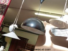 An industrial style light fitting and two ceramic rise and fall examples