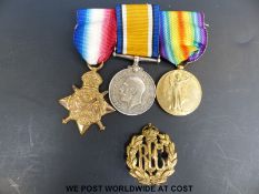 A WWI medal trio including Aug-Nov 1914 star stamped Sargent B.