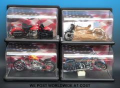 Four Franklin Mint diecast model Harley Davidson motorbikes, The Billy Bike, Heritage Springer,
