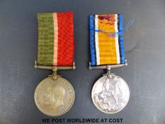 A WWI medal pair comprising 1914-1918 medal and Mercantile Marine medal, awarded to Frank S.