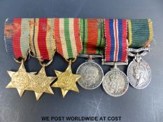 A miniature set of six WW2 medals comprising Territorial Efficient Service Medal,
