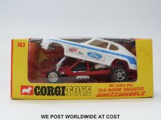 Corgi Toys Whizzwheels diecast model Santa Pod 'Glo-Worm' Dragster, 163, with white body, blue trim,
