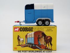 Corgi Toys diecast model Rice's Beaufort Double Horse Box, 112, with blue and white body,