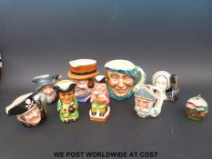 Four Royal Doulton and five other character and toby jugs