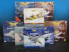 Nine Corgi The Aviation Archive diecast model aeroplanes,