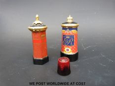 Two Royal Worcester pots in the form of letter boxes,