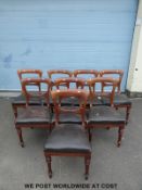 Eight Victorian upholstered mahogany dining chairs