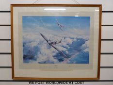 Robert Taylor print 'Spitfire' signed by both Douglas Bader and Johnie Johnson together with a