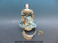 An American clockwork auto Peripatetikoss walking doll with porcelain head and shoulders,