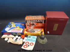 A Crescent 'Colt' cap gun, together with a flying saucer launcher,