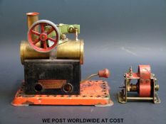 A Mamod live steam overtype stationary steam engine M.M.