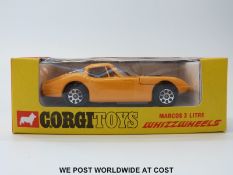 Corgi Toys Whizzwheels diecast model Marcos 3 Litre, 377, with yellow body,