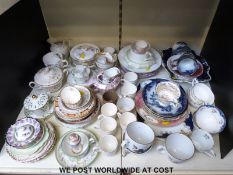 A collection of teaware including Foley, Royal Worcester Gold Chantilly, Tuscan China, Coalport,