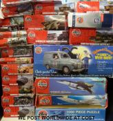 Twenty-one Airfix model kits including Wallace & Gromit Anti-Pesto van, military vehicles, aircraft,