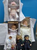 Four Drake Galleries dolls and two others