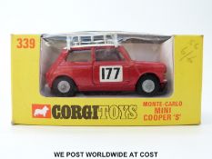 Corgi Toys diecast model Monte-Carlo Mini Cooper S, 339, with red body, white roof,